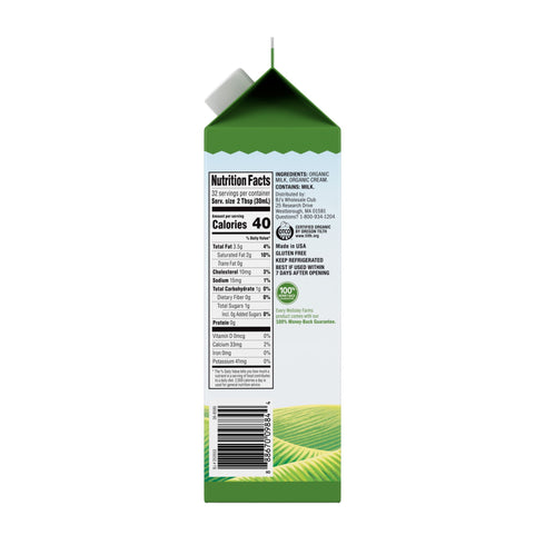 Wellsley Farms Organic Half And Half, 32 oz.
